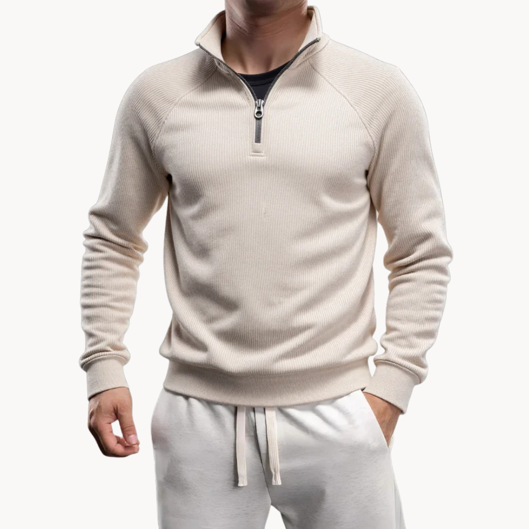 Heren Quarter-Zip Trui van Katoenmix