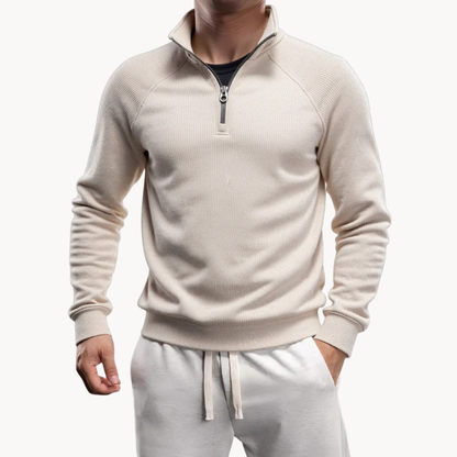 Heren Quarter-Zip Trui van Katoenmix