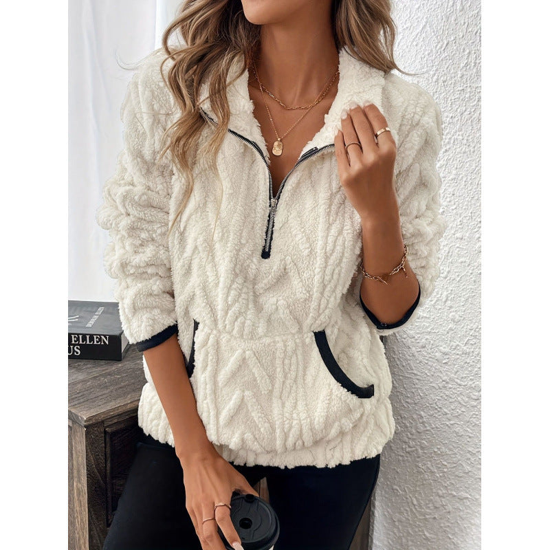Dames Teddy Trui Warm en Comfortabel Half-Zip
