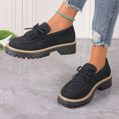Dames Loafers met Strik en Franje Dikke Zool