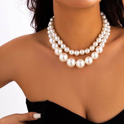 Dames Parelhalsketting met Grote Zilveren Parels - Mode Vibes