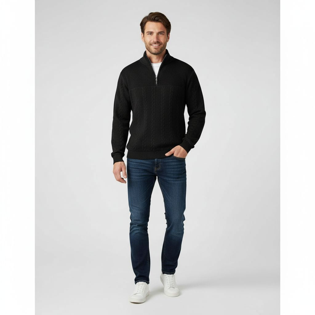 Gebreide Trui Half Zip Wolmix Zacht en Comfortabel - Mode Vibes