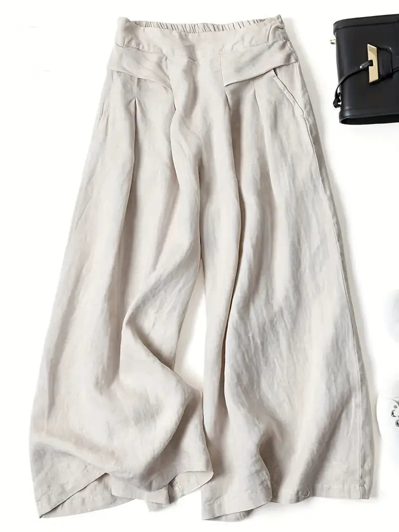 Linnen Broek Hoge Taille Wijde Pijpen Zomerse Stijl
