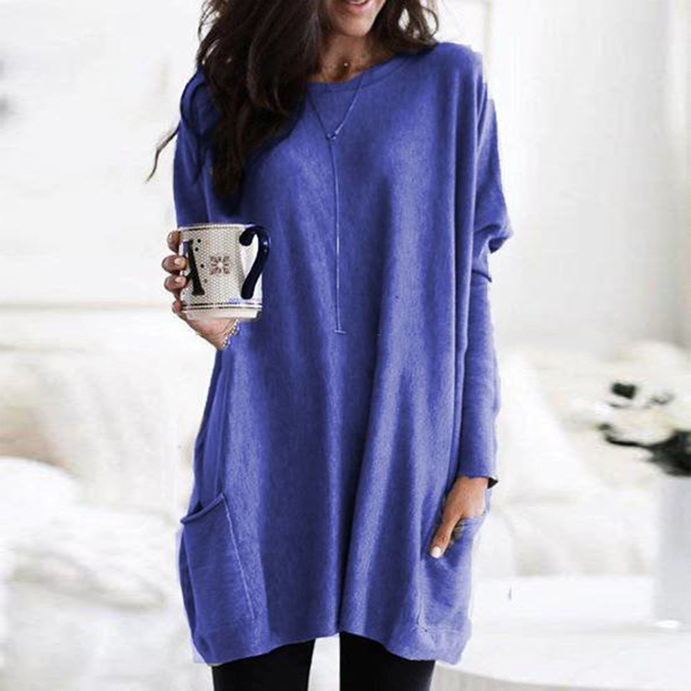 Dames Top met Lange Mouwen en Zakken Basis Collectie