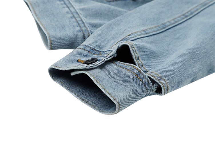 Dames Biker Jacket Kort Denim Model met Grote Kraag