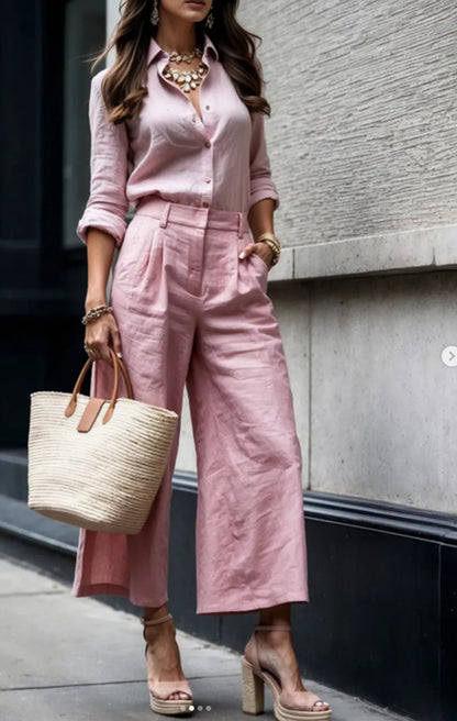 Dames 2-Delig Set Broek en Top Stijlvol Elegante Kleding