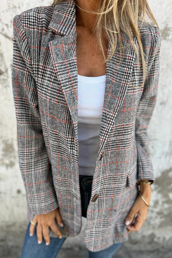 Dames Blazer Geruit Elegant Lange Mouw - Mode Vibes
