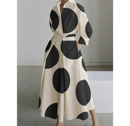 Dames Jurk met Overhemdkraag Elegante Stijl