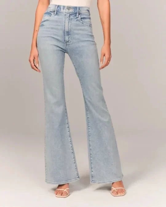 Hoge Taille Flared Jeans Comfortabel Katoen Elasthaan - Mode Vibes