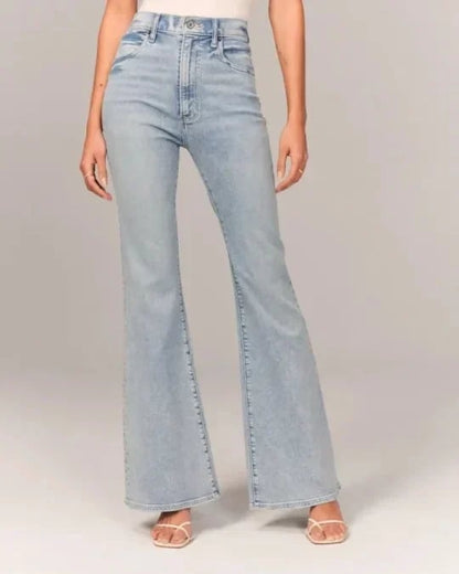 Hoge Taille Flared Jeans Comfortabel Katoen Elasthaan - Mode Vibes
