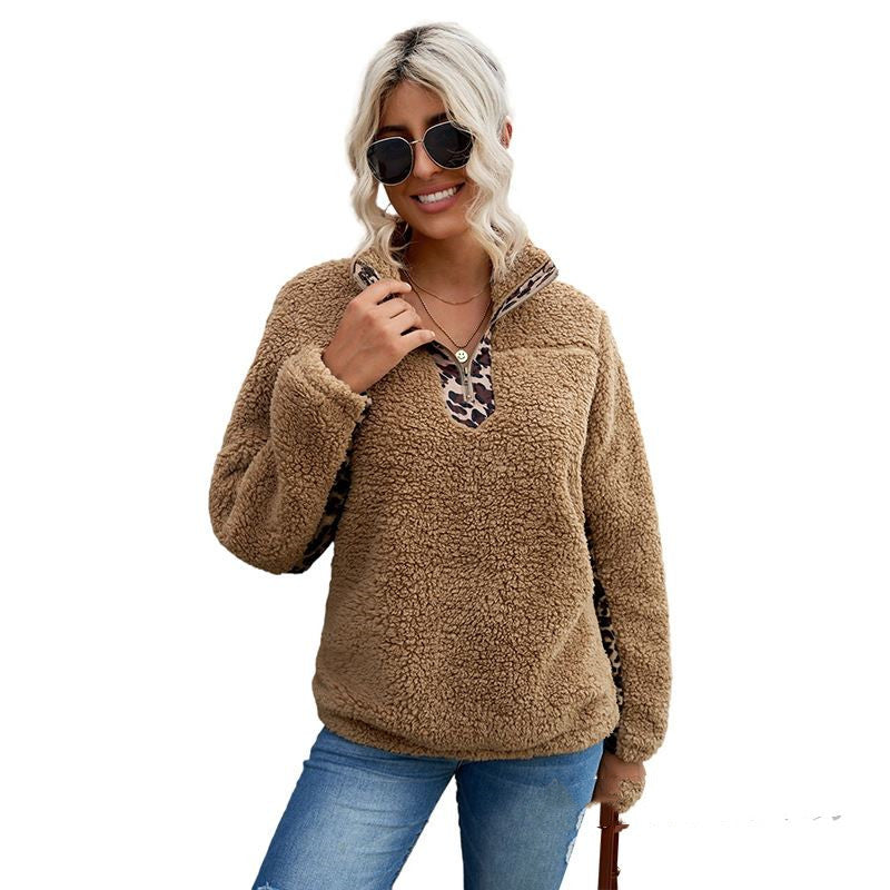 Dames Fleece Trui Teddy Warm met Panter Print
