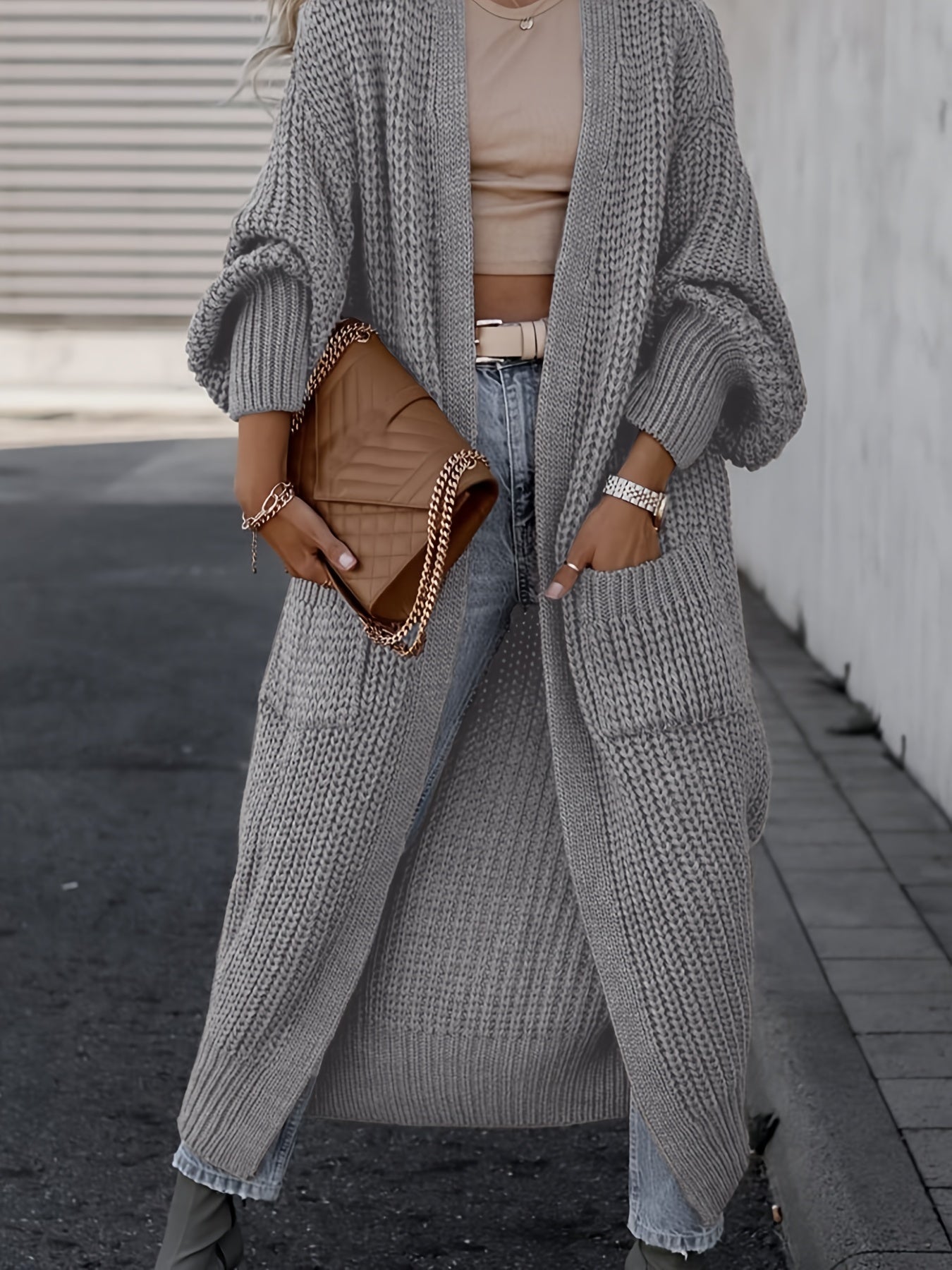 Casual Gebreid Vest met Zakken – Dames