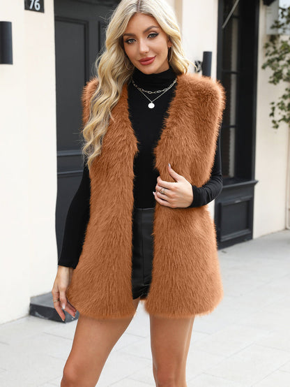 Dames Faux Fur Bodywarmer Gilet Trendy Zwart Wit