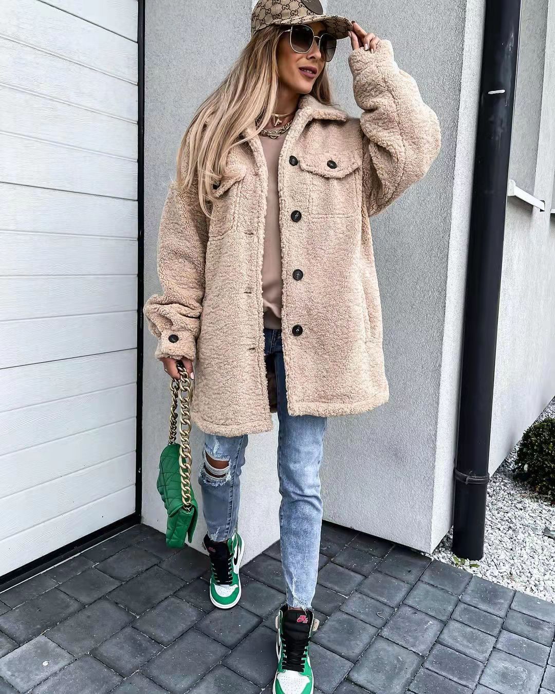 Teddy Jas Dames Stijlvol Modieus met Knopen Warm