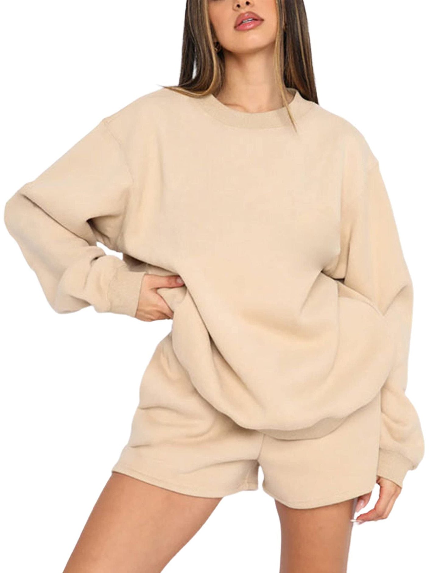 Dames Sweater Short Set Comfy Tweedelig Zomeroutfit