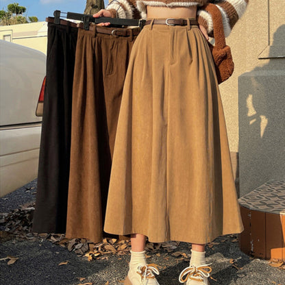 Dames A-lijn Rok Midi Hoge Taille Zwart
