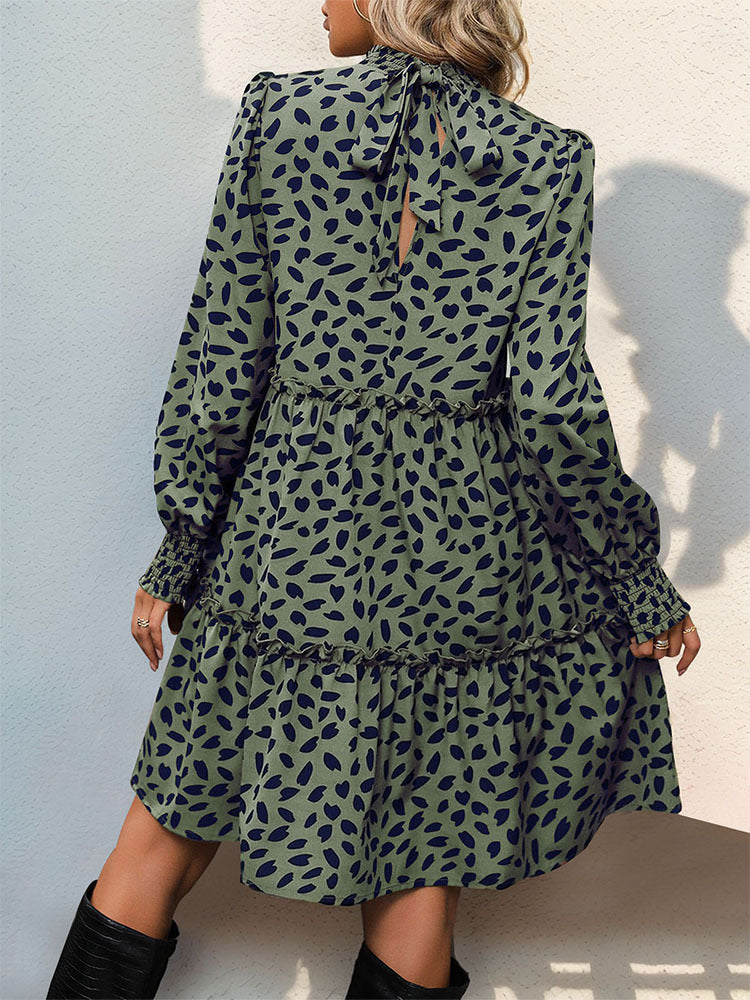 Dames Babydoll Jurk met Bloemenprint en Plooi Details