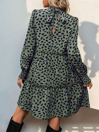 Dames Babydoll Jurk met Bloemenprint en Plooi Details