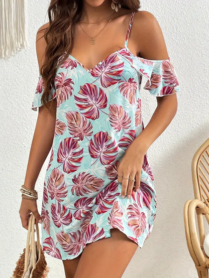 Bloemenjurk Off-the-shoulder Zomerjurk Vrouw