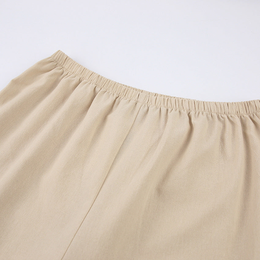 Dames Tweedelige Set Broek en Wikkel Top Japanse Stijl