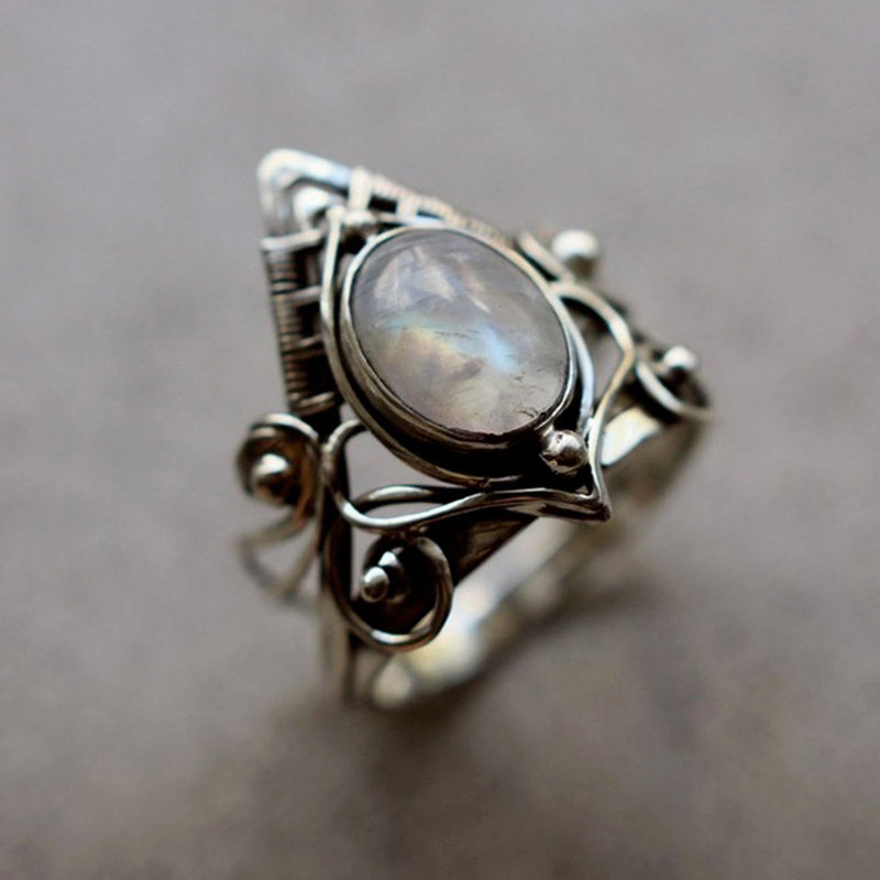 Maansteen Ring Vintage Stijl Zilverkleurig Clara - Mode Vibes