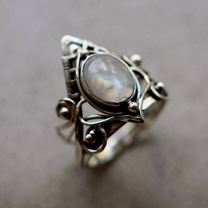 Maansteen Ring Vintage Stijl Zilverkleurig Clara - Mode Vibes