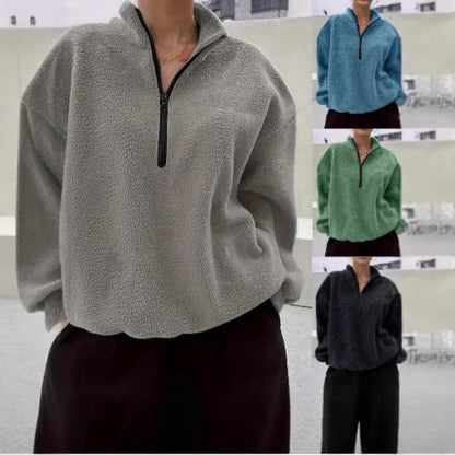 Dames Fleece Trui Warm met Halve Rits