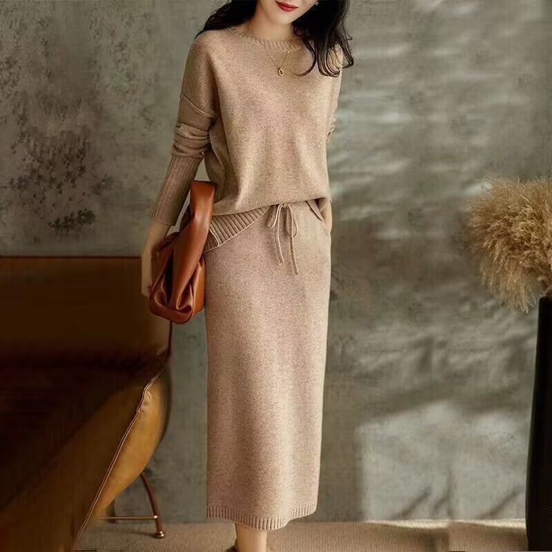 Dames Gebreide Set Rok en Trui Stijlvolle Kleding