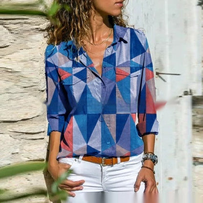 Dames Blouse Geometrische Print Veelzijdig