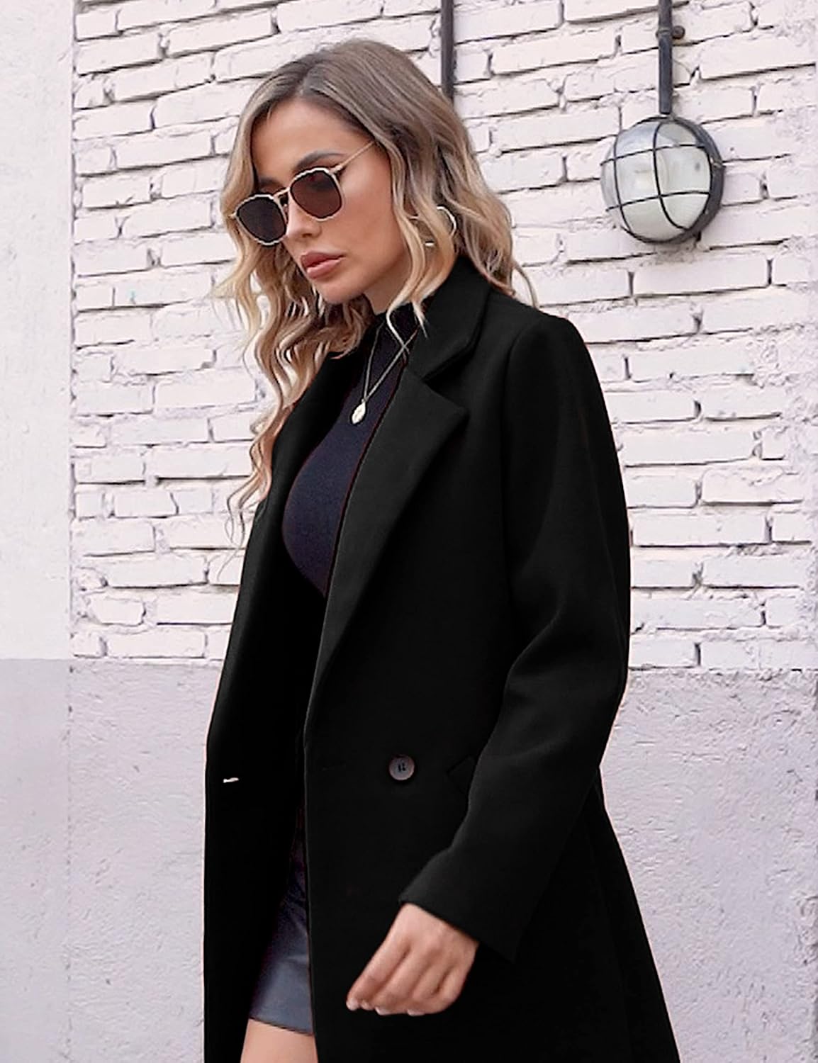 Dames Wollen Jas Notch Revers Warme Wintercoat