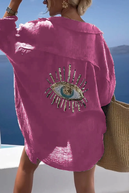 Strandtuniek Oversized Luchtig met Gouden Details