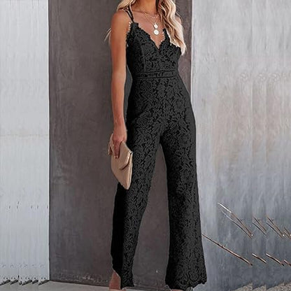 Mouwloze Jumpsuit van Kant met Vrouwelijke Pasvorm