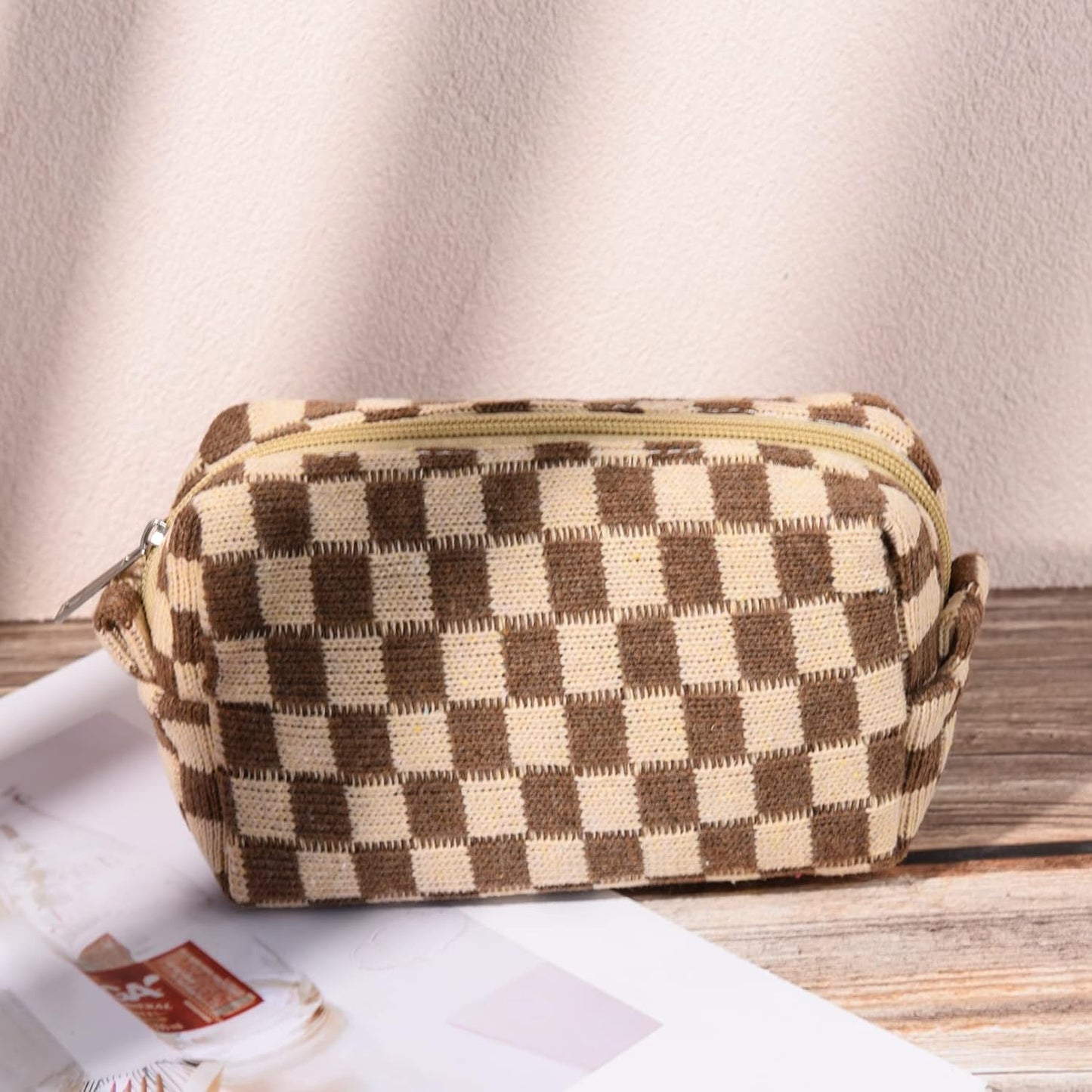 Make-up Tas Set Geruit Reisformaat