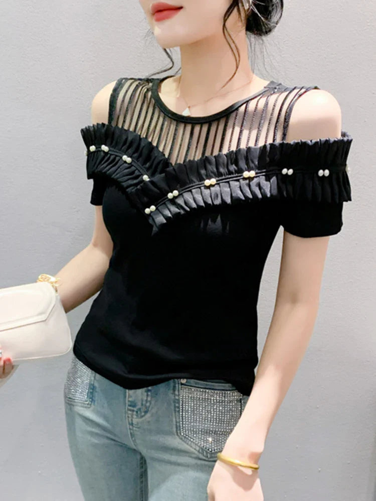 Verleidelijke Zomer Off-Shoulder T-Shirt