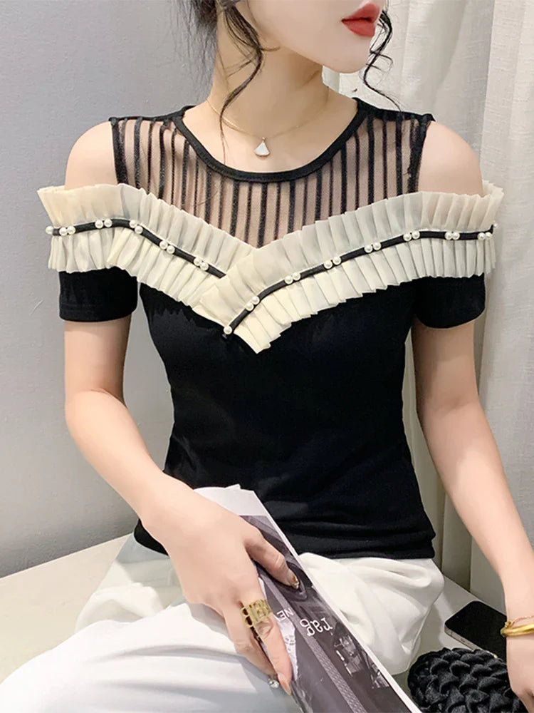 Verleidelijke Zomer Off-Shoulder T-Shirt