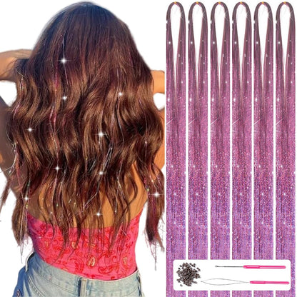 Haar Tinsel Kit Glitter Strengen voor Feestelijke Haarversiering