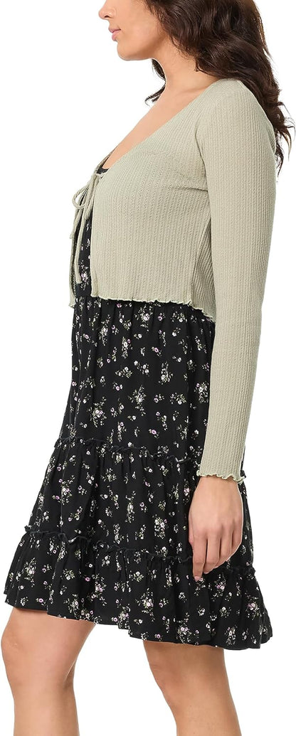 Flora Strappy Midi Jurk en Lange Mouw Vest voor Vrouwen