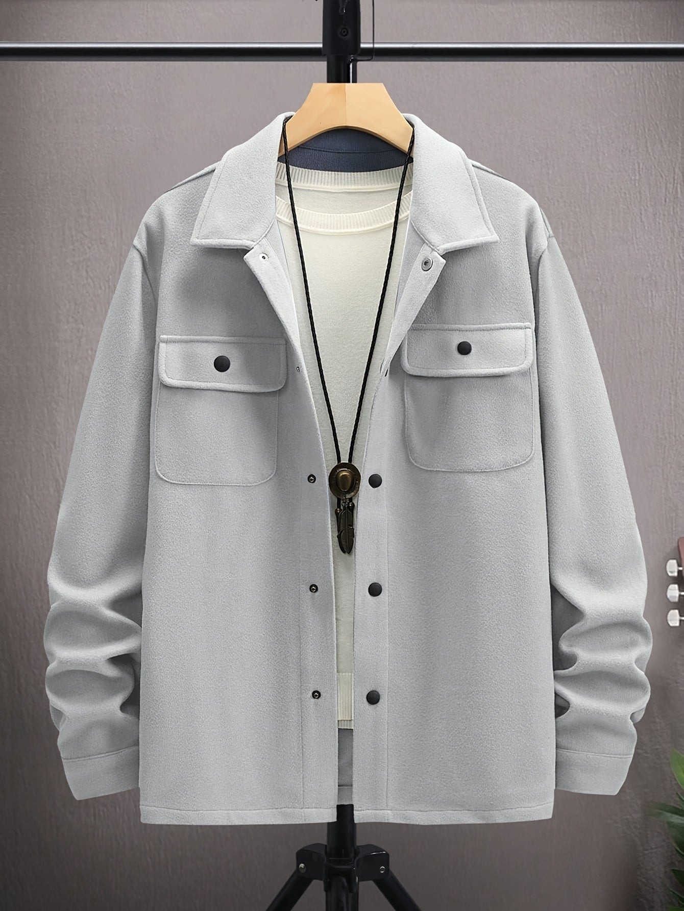 Herenjas Met Kap en Klepzakken Casual Stijl - Mode Vibes