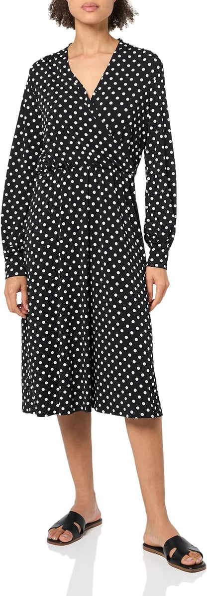 ChicDroom Lange Mouw Wrap Midi Jurk voor Vrouwen