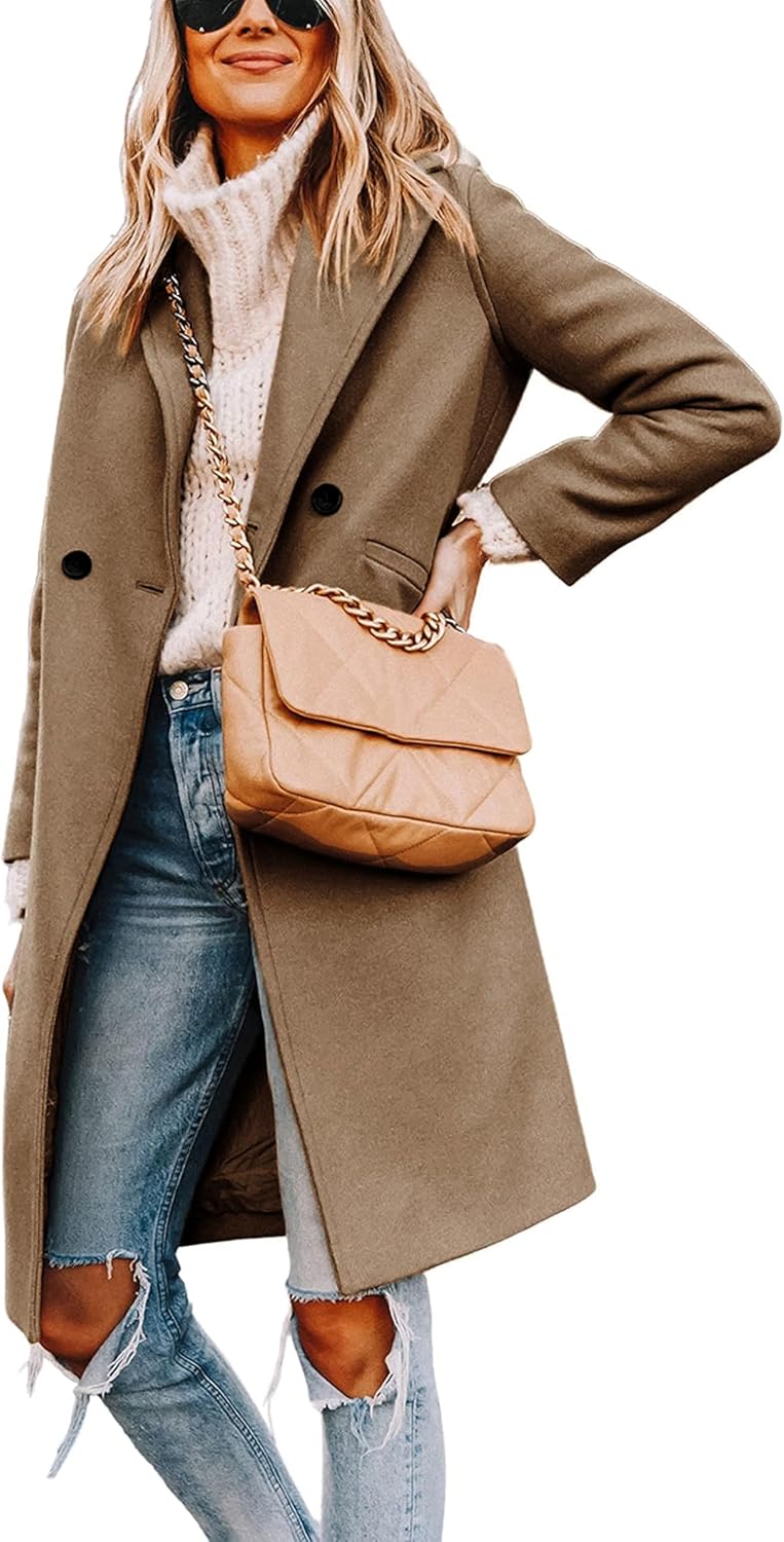 Dames Wollen Jas Notch Revers Warme Wintercoat