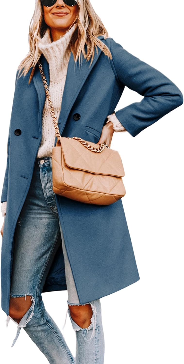 Dames Wollen Jas Notch Revers Warme Wintercoat