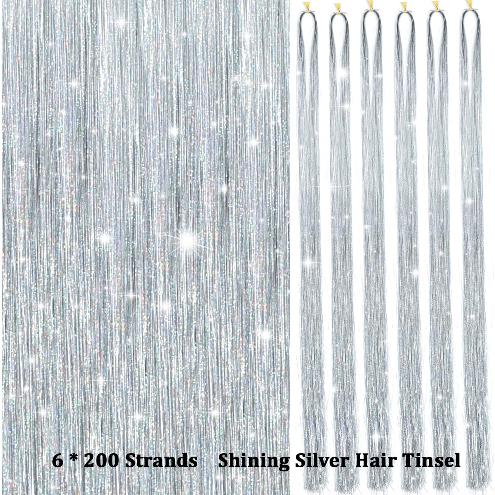 Haar Tinsel Kit Glitter Strengen voor Feestelijke Haarversiering