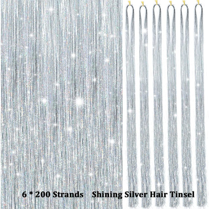 Haar Tinsel Kit Glitter Strengen voor Feestelijke Haarversiering