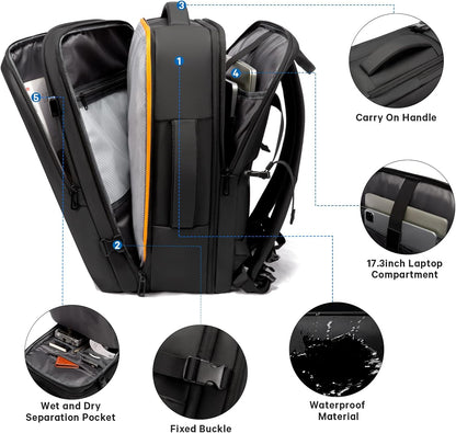 Reisrugzak Waterdicht 26-45L met Laptopvak en Handvat