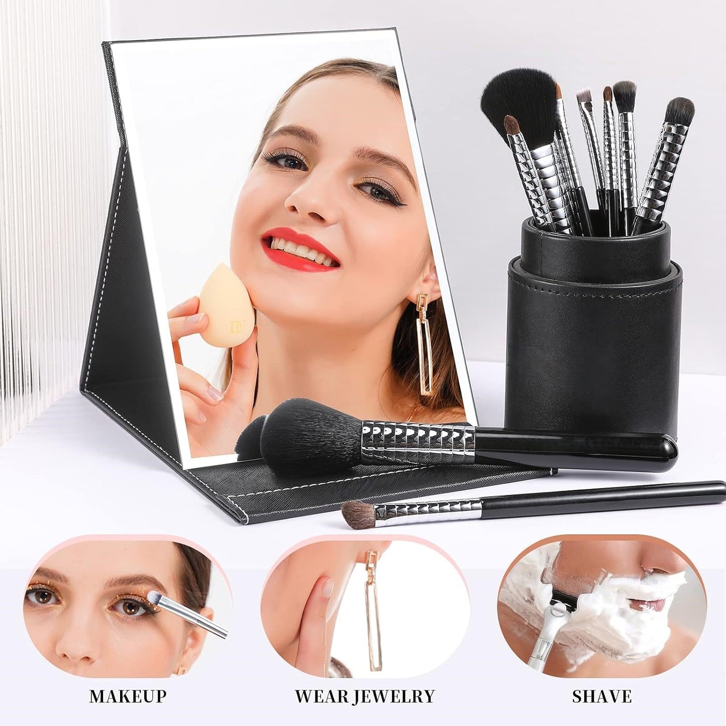 Make-up Spiegel met Standaard en LED Verlichting