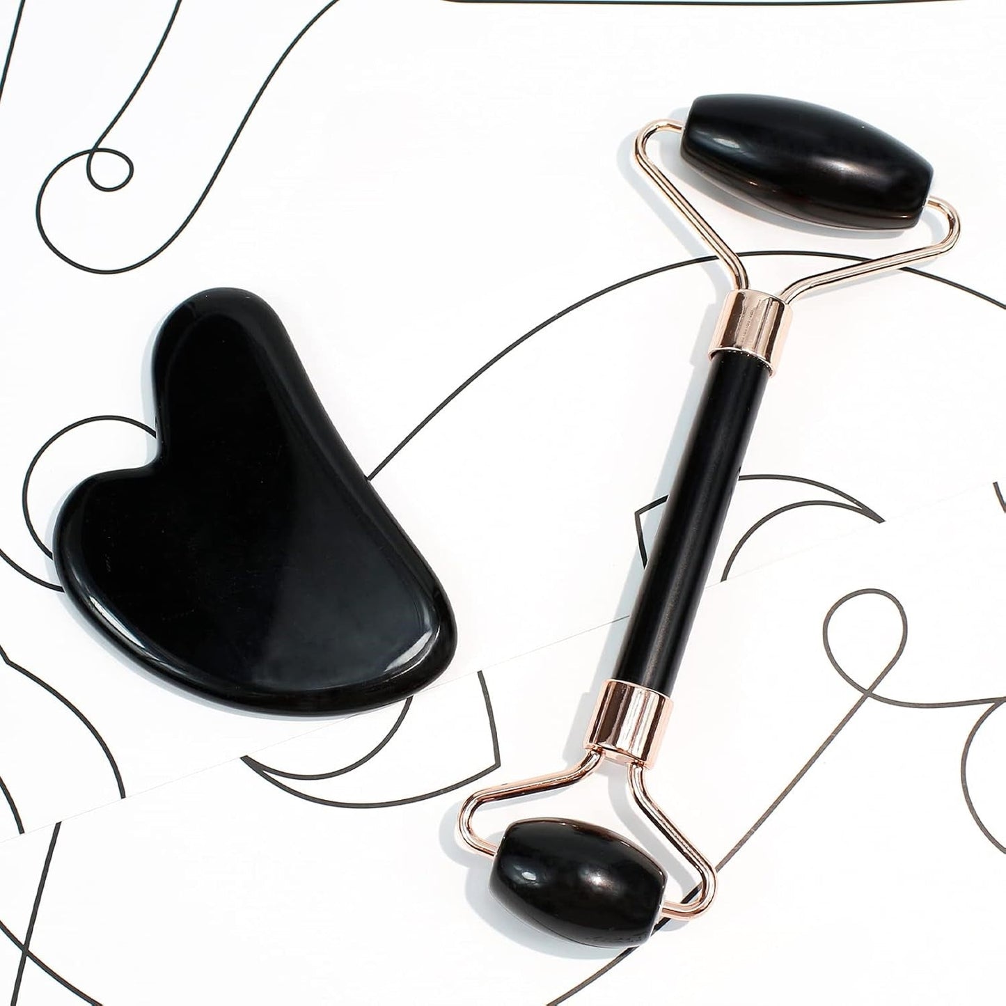 Gua Sha Set met Jade Roller voor Gezichtsmassage