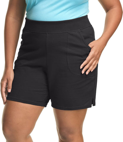 FitLuxe Plus Size Katoenen Jersey Shorts voor Dames
