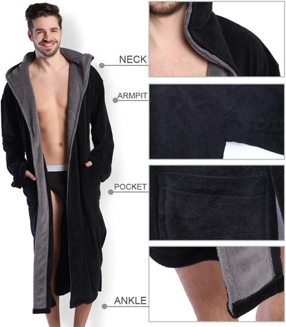 Heren Badjas met Capuchon Luxe Zacht Grijs