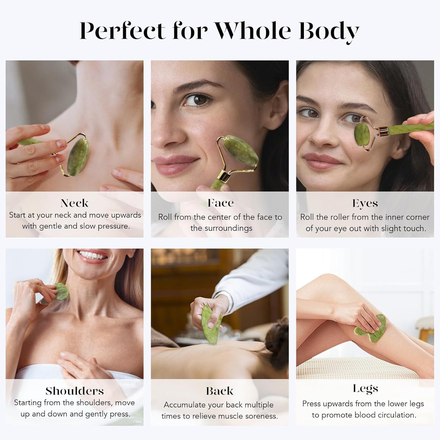 Gua Sha Set met Jade Roller voor Gezichtsmassage