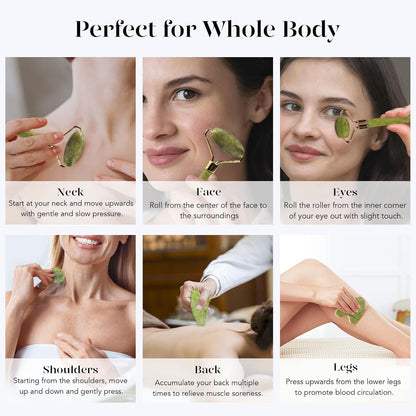 Gua Sha Set met Jade Roller voor Gezichtsmassage